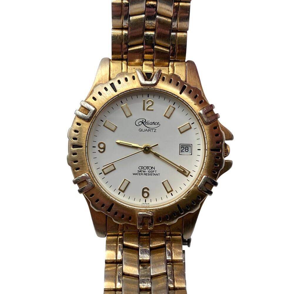 Reliance Croton Men Dress Watch 37mm - Fresh Battery - WR 3ATM - Date Wrist 7.25